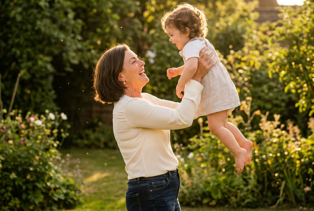 Sitting, bending and lifting the grandchildren without a stab