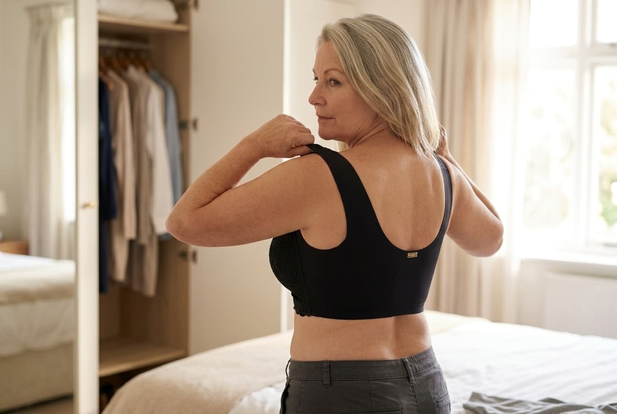 The ShapeChic Original Bra: no hooks, one wide back panel