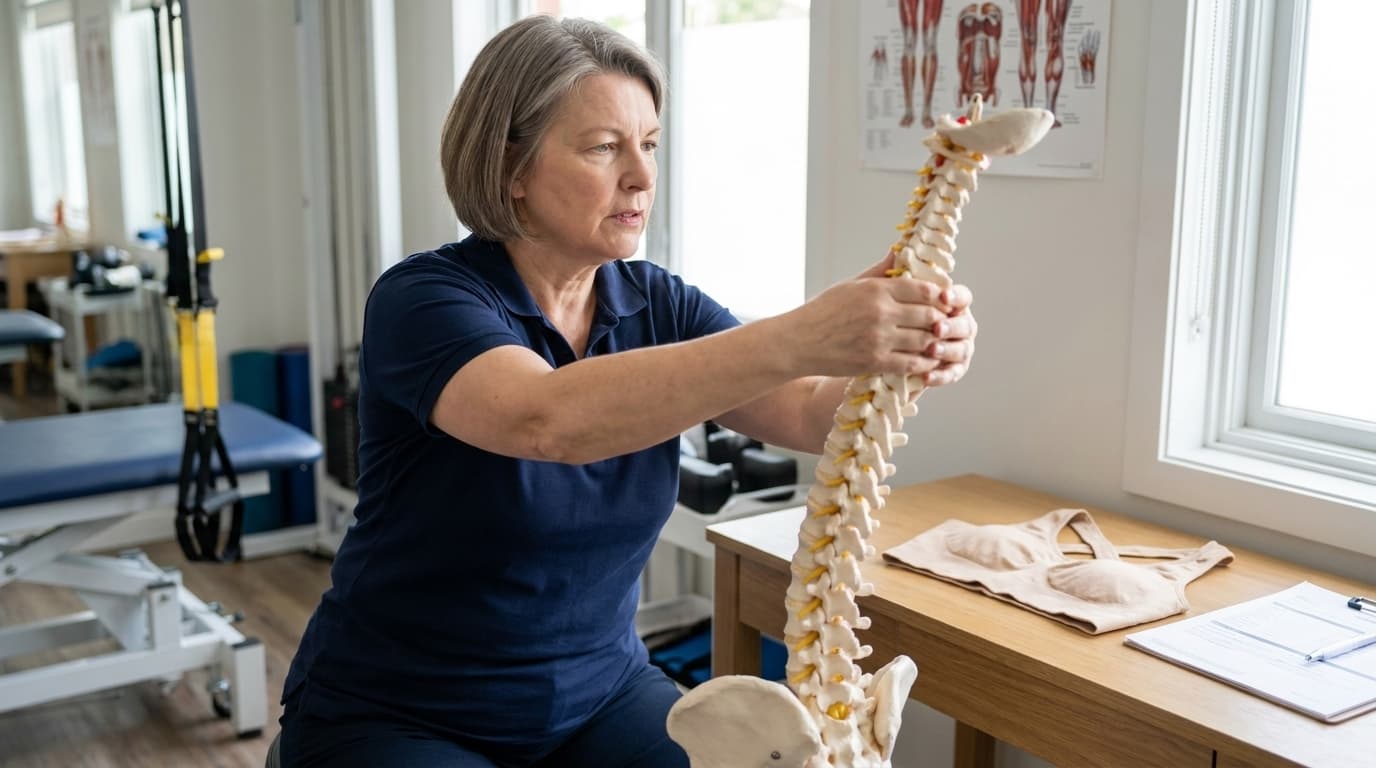 Your rounded upper back isn't age or bad habits. It's the weight in front of you, pulling all day.